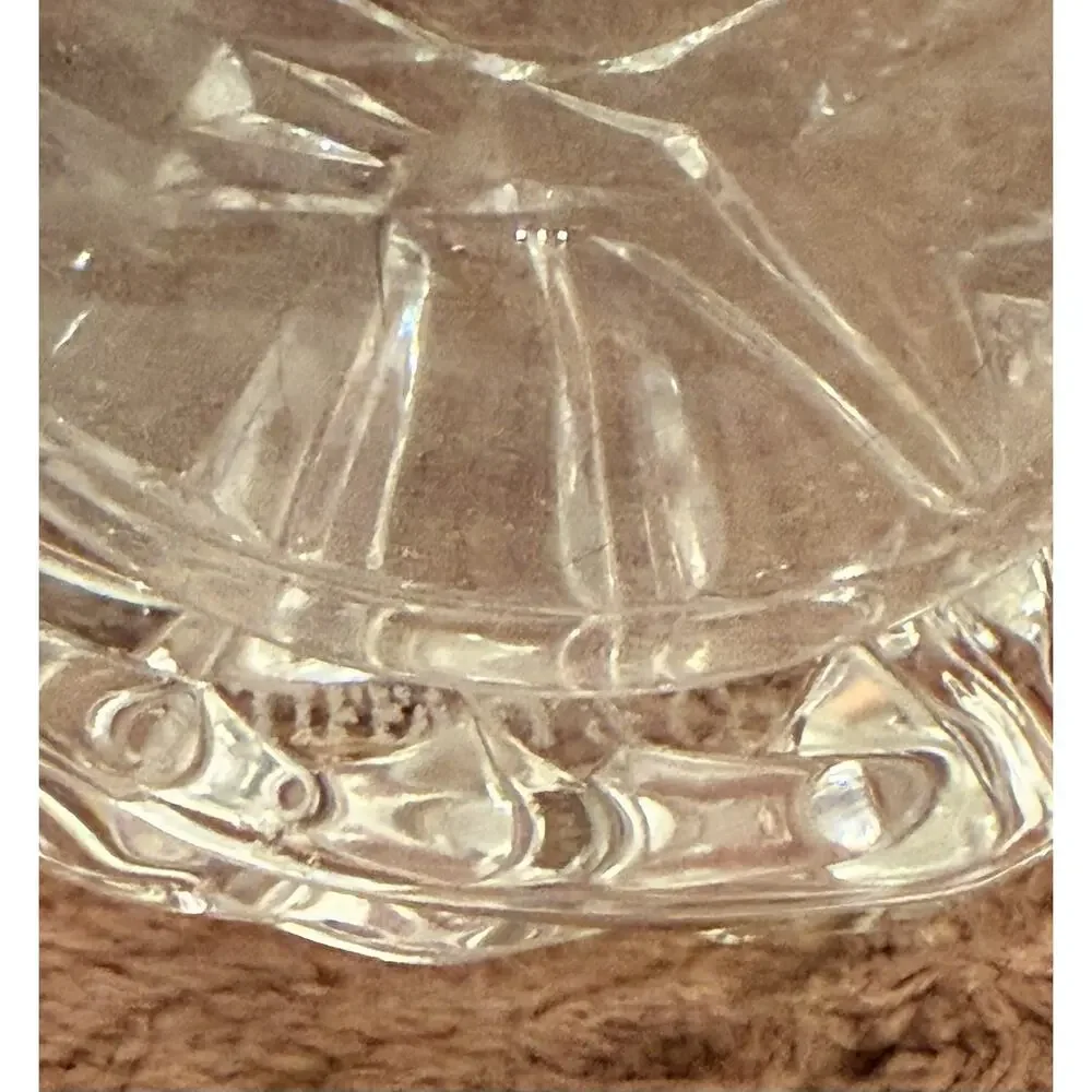 Tiffany & Co Rock Cut Crystal Votive Candle Holder Germany 3” Clear Glass